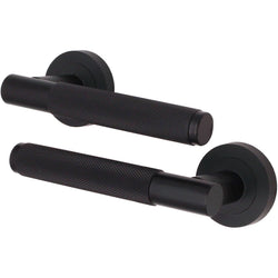 Knurled Lever on Rose Handles - 150mm - Matt Black - tradefit