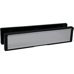 Letterplate Draught Proof - 250mm - Black Frame Polished Silver Flap - tradefit