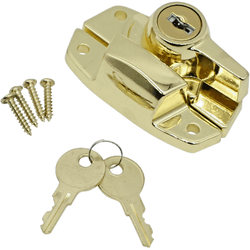 Locking Sash Window Fastener - 68 x 27 x 25mm - Brass Plated - tradefit
