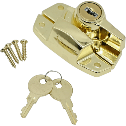 Locking Sash Window Fastener - 68 x 27 x 25mm - Brass Plated - tradefit - Featured Image