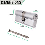 Euro Cylinder Lock - 35/35 - Satin Chrome - tradefit - 3