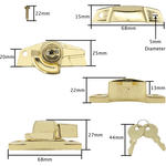 Locking Sash Window Fastener - 68 x 27 x 25mm - Brass Plated - tradefit - 2