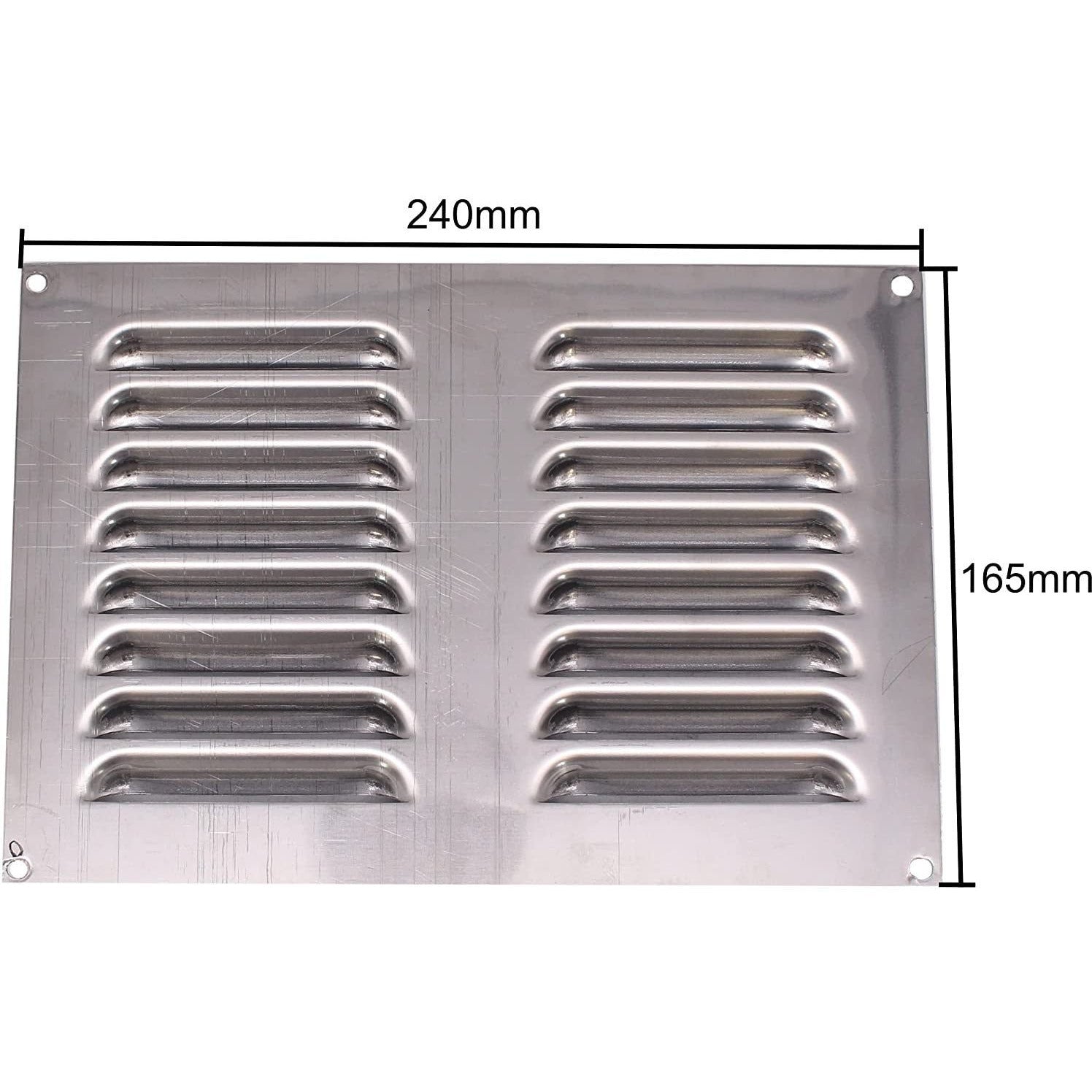 165mm X 165mm Metal Air Vent Grille With Fly Screen - Louvre Style, Flush Fit Ventilation Cover