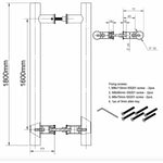 Guardsman Entrance Pull Handles - Back To Back Fix - 1800 x 32mm 1600mm c/c - Grade 304 Satin Stainless Steel - tradefit - 3