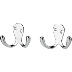 Double Robe Hook Twin Robe Hook Chromed, Set of 2 Piece - tradefit