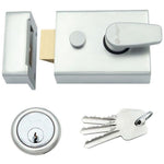 Nightlatch & Cylinder Non - Deadlocking - 60mm Backset 92x70x27mm Case - Satin Chrome / Satin Chrome Cylinder - tradefit - 1