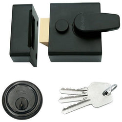 Nightlatch & Cylinder Non - Deadlocking - 40mm Backset 62x70x27mm Case - Matt Black / Black Cylinder - tradefit