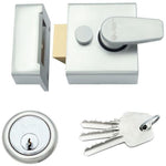 Nightlatch & Cylinder Non - Deadlocking - 40mm Backset 62x70x27mm Case - Satin Chrome / Satin Chrome Cylinder - tradefit - 1