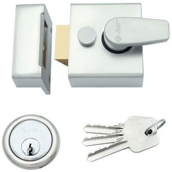 Nightlatch & Cylinder Non - Deadlocking - 40mm Backset 62x70x27mm Case - Satin Chrome / Satin Chrome Cylinder - tradefit
