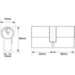 Euro Double Cylinder Lock - 35x50mm - Polished Chrome - Keyed to Differ - tradefit - 2