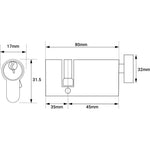 Euro Thumbturn Cylinder Lock - 35x45mm - Polished Chrome - Keyed to Differ - tradefit - 2