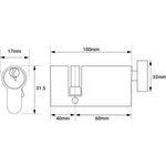 Euro Thumbturn Cylinder Lock - 40x60mm - Polished Chrome - Keyed to Differ - tradefit - 2