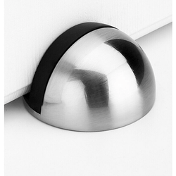 Oval Floor Mounted Door Stop - Self Adhesive - Satin Nickel - tradefit