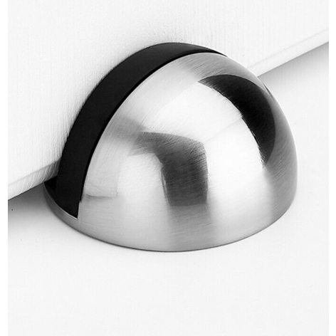 Oval Floor Mounted Door Stop - Self Adhesive - Satin Nickel - tradefit - Featured Image