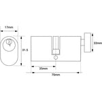Oval Thumbturn Cylinder Lock - 35x35mm - Polished Chrome - Keyed to Differ - tradefit - 2
