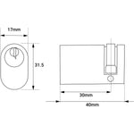 Oval Single Cylinder Lock - 40mm - Polished Chrome - Keyed to Differ - tradefit - 2