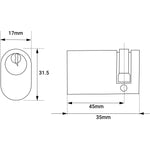 Oval Single Cylinder Lock - 45mm - Brass - Keyed to Differ - tradefit - 2