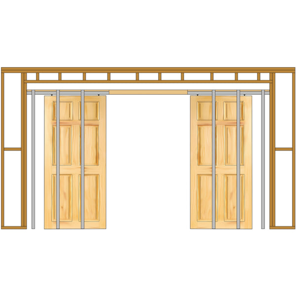 Pocket Door Kit for Double Doors with Soft Close - 1200 x 2400mm Max Door Size - 120mm Finished Wall Thickness - tradefit - Featured Image