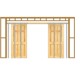 Pocket Door Kit for Double Doors With Synchronised Opening - 915 x 2032mm Max Door Size - 120mm Finished Wall Thickness - tradefit - 1