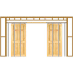 Pocket Door Kit for Double Doors With Synchronised Opening - 1200 x 2400mm Max Door Size - 120mm Finished Wall Thickness - tradefit - 1