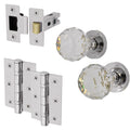 Glass and Polished Chrome Mortice Door Knob Kit - 76mm Latch
