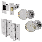 Glass and Polished Chrome Mortice Door Knob Kit - 76mm Latch - tradefit - 1