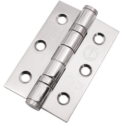 Polished Stainless Fire Door Hinges - 3 Inch/76mm - Grade 7 Steel Ball Bearing - Pack 2 - tradefit