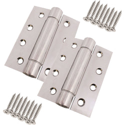 Single Action Spring Hinges 4" Stainless Steel - 102x76x3mm - Polished - Pair - Including Screws - tradefit