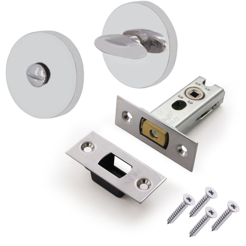 4 inch/101mm Tubular Bathroom Deadbolt Kit - 82mm Backset - Polished Stainless - tradefit
