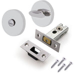 3 inch/76mm Tubular Bathroom Deadbolt Kit - 57mm Backset - Polished Stainless - tradefit - 1