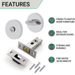 4 inch/101mm Tubular Bathroom Deadbolt Kit - 82mm Backset - Polished Stainless - tradefit - 2