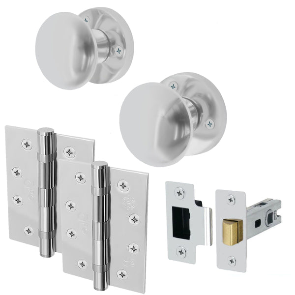 Victorian Polished Chrome Mortice Door Knob Kit - 76mm Latch - 102mm Hinges - tradefit - Featured Image