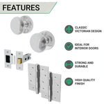 Victorian Polished Chrome Mortice Door Knob Kit - 76mm Latch - 102mm Hinges - tradefit - 2