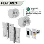 Victorian Polished Chrome Mortice Door Knob Kit - 76mm Latch - 102mm Hinges - tradefit - 3