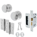 Victorian Polished Chrome Mortice Door Knob Kit - 80mm Sashlock - 102mm Hinges
