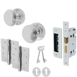 Victorian Polished Chrome Mortice Door Knob Kit - 80mm Sashlock - 102mm Hinges - tradefit