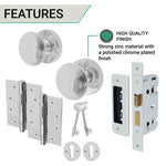 Victorian Polished Chrome Mortice Door Knob Kit - 80mm Sashlock - 102mm Hinges - tradefit - 3