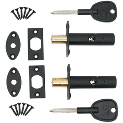 Concealed Door Security Rack Bolts Pack of 2 + 2 Keys - 61mm - Black - tradefit