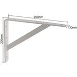 Shelf Bracket Strong Beam Industrial Reinforced Stay arm Shelving Heavy Duty Single - 200 x 250 x 30 x 4mm - White - PAIR - tradefit - 3