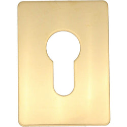 Repair Escutcheon Key Hole Cover Plate Euro Profile Self Adhesive Fix - Polished Brass - 65 x 47mm - tradefit