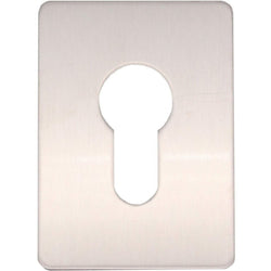 Repair Escutcheon Key Hole Cover Plate Euro Profile Self Adhesive Fix - Satin Stainless Steel - 65 x 47mm - tradefit