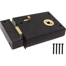 Rim Latch Snib Lock Black Surface Mounted Lock for Bathrooms - 105 x 82mm - tradefit