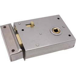 Rim Latch Snib Lock Satin Chrome Surface Mounted Lock for Bathrooms 105 x 82mm - tradefit