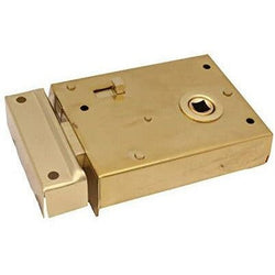 Rim Latch With Locking Snib - Brass Plated - tradefit