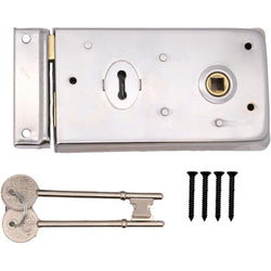 Rim Sashlock Surface Mounted Lock - 140 x 85mm - Satin Chrome - tradefit
