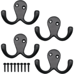 Twin Robe Hook Matt Black Double Hook - Pack of 4 - tradefit - 1