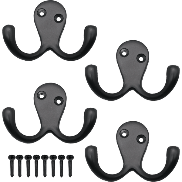 Twin Robe Hook Matt Black Double Hook - Pack of 4 - tradefit - Featured Image