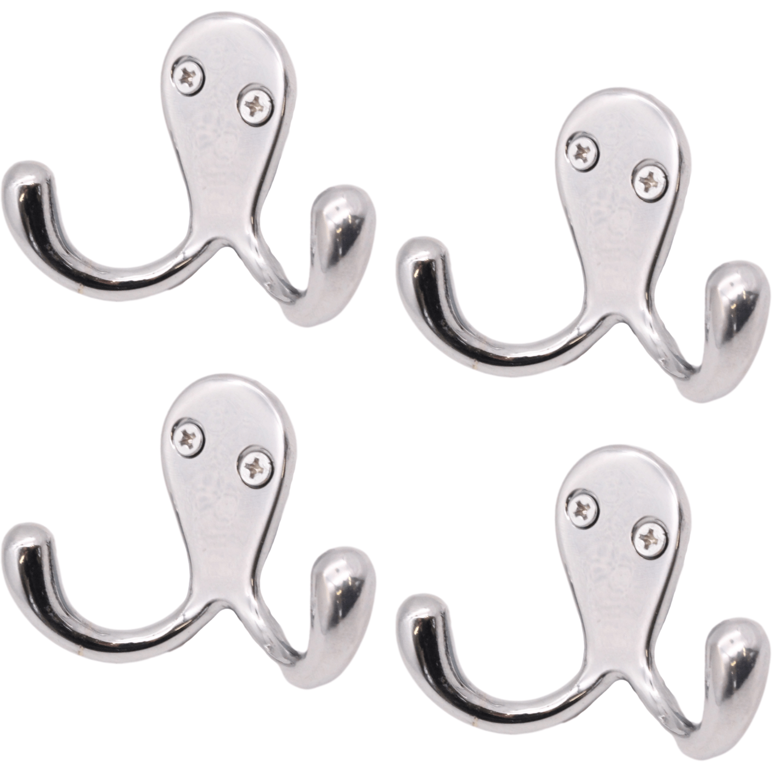 Double Robe Hook Chrome Plated Twin Robe Hook - Pack of 4 - tradefit