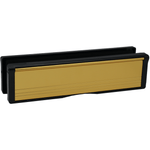 Sleeved Letter Plate Draught Proof - 250mm - Black Frame Polished Gold Flap - tradefit - 1
