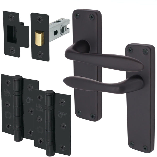 Sassari Matt Black Lever Door Handle Pack - Latch - tradefit - Featured Image